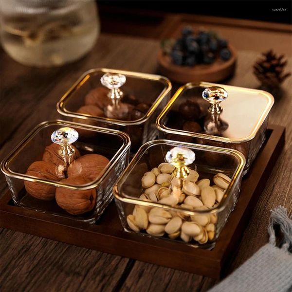 Cadre de bouteilles de rangement, assiette à bonbons en bois massif, plateau de rafraîchissement de fruits, boîte à noix de thé de l'après-midi, Phnom Penh verre salon