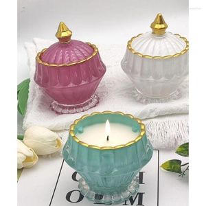 Opslagflessen Frans gekleurd glas sieradenlabel katoencontainer geurkaars candle cup home ijs snoep gedroogd fruitdoos potje cadeau
