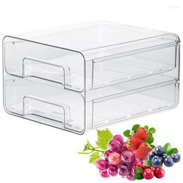 Bouteilles de stockage réfrigérateur tiroir organisateur bacs réfrigérateur transparent tiroirs coulissants pour fruits et légumes divisés