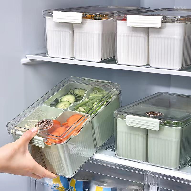 Storage Bottles Fridge Organizer Fruit Egg Refrigerator Box PET Container Food Fresh-keeping Pantry Kitchen