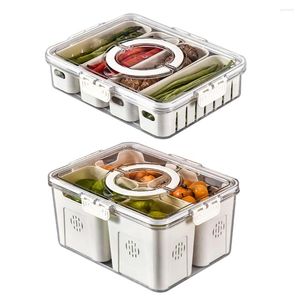 Bouteilles de rangement organisateur de réfrigérateur avec couvercles, bacs de réfrigérateur empilables, conteneurs amovibles pour fruits, tissus, légumes et aliments