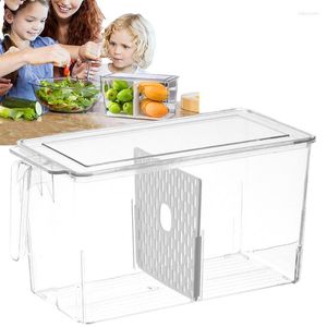 Storage Bottles Fridge Organizers And Clear Refrigerator Drawer Case With Handle Detachable Dividers Stackable Container