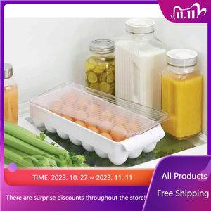 Bouteilles de rangement réfrigérateur en plastique empilable 21 porte-œufs blancs de boîte transparente en boîte à boîte alimentaire transpo rapide