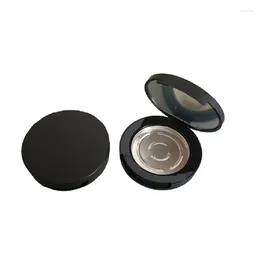 Bouteilles de stockage Frost Matte Noir 40mm Maquillage rond Blush Rouge à lèvres Poudre Cas Vide En Plastique Cosmétique Conteneur Boîte D'ombre À Paupières Avec Miroir