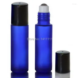 Bouteilles de rangement Bleu cobalt givré 10 ml 1/3 oz en verre rouleau sur les huiles essentielles parfum