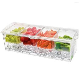 Bouteilles de rangement Boîte à compartiment de fruits Réfrigérateur avec espace de glace couvercle détachable 4 récipient de salade pour légumes