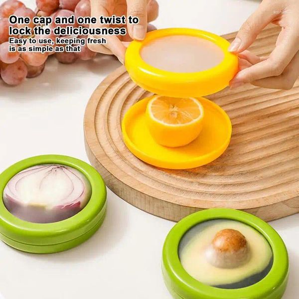 Bouteilles de rangement Conteneur de légumes de fruits Boîte fraîche Silicone Scellée Cuisine Food Avocado Onion Tomate Keeper Crisper Preservation