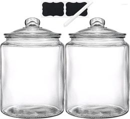 Bouteilles de stockage bocaux en verre de gallons avec couvercles, grand ensemble de 2 bidons robustes pour la cuisine, farine parfaite, sucre