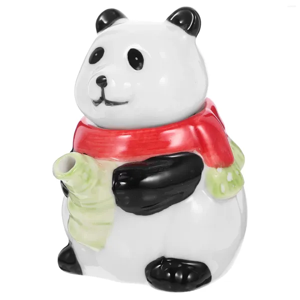 Bouteilles de rangement Panda géant bouteille de Sauce soja Pot de cuisine en forme de distributeur Pot de vinaigre dessin animé support en céramique décoratif