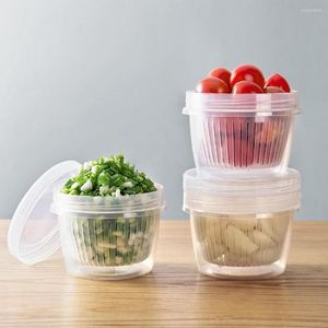Opslagflessen gember knoflook doos ronde afvoer afgedicht voedsel voedsel groente koelkast keuken frisse houding