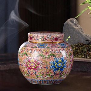 Botellas de almacenamiento Jarra de jengibre Estilo chino 1000 ml Colores ricos Multiusos Contenedor de té decorativo clásico para la oficina de regalo en casa