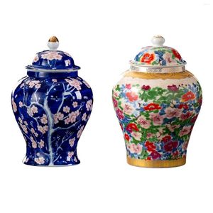 Bouteilles de stockage Pot de gingembre Récipient à thé Arrangement floral Vase en céramique traditionnel chinois