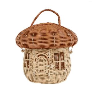 Bouteilles de rangement, cadeaux pour fille et maman, panier à champignons en rotin, ornement de bureau, conteneur de Shopping