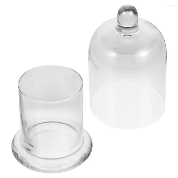 Bouteilles de stockage en verre, diffuseur d'arôme, dôme pour fleurs, couvercle délicat, anti-poussière avec Base, rouge à lèvres transparent conservé