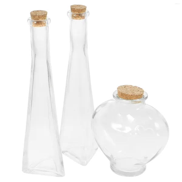 Botellas de almacenamiento Botella de vidrio Contenedores en forma de corazón de corcho Tarro de deseos Paisaje transparente Origami Estrella