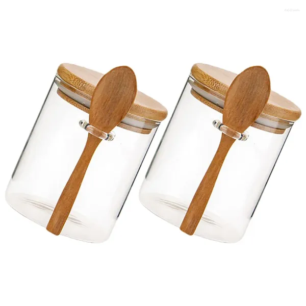 Botellas de almacenamiento Botes de vidrio Tapas herméticas Envases de comida Frascos de despensa Terrario grande de bambú