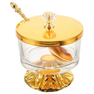 Bouteilles de rangement, conteneur en verre, support d'organisation, boîte avec cuillère pour garde-manger, armoire de comptoir