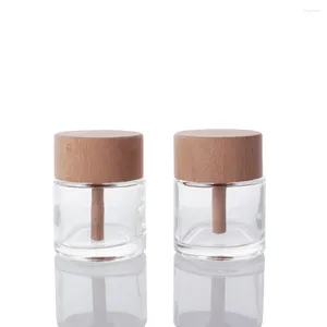 Opslag Flessen Glazen Diffuser Met Houten Dop 50 Ml Mini Hervulbare Geurpotten Auto Fles Diy Parfum