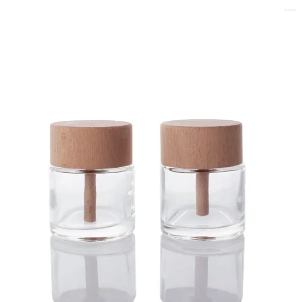 Bouteilles de rangement diffuseur en verre avec capuchon en bois portable 50 ml mini huiles essentielles conteneurs diy bidon de parfum vide usage de caractéristiques