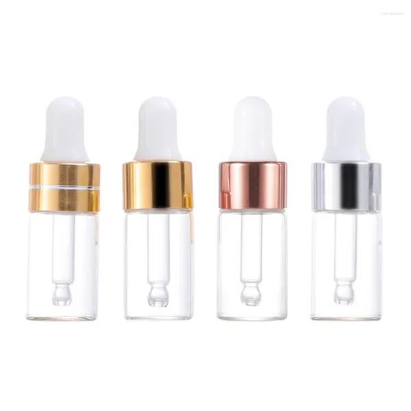 Bouteilles de stockage compte-gouttes en verre 1ml 2ml 3ml 5ml, bouteille d'huile essentielle, flacon d'échantillon Transparent, Mini conteneurs cosmétiques vides