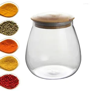 Bouteilles de rangement Conteneurs de nourriture en verre Diviseur transparent avec des couvercles en bois parfaits pour les grains de café