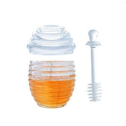 Opslagflessen glas honingdispenser 9oz bijenkorf pot met dekselsiroopcontainer warmtebestendig voor jelly taart