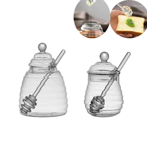 Bouteilles de stockage pot de miel en verre, conteneur d'outils de cuisine avec trempette et couvercle, bouteille pour fête de mariage à domicile