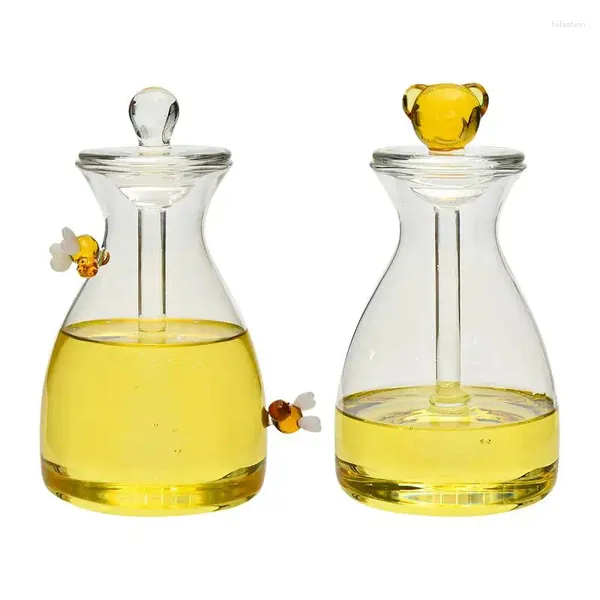 Bouteilles de stockage en verre, réservoir en nid d'abeille, couvercle anti-poussière, beau Pot distributeur en forme de peigne à miel, grands conteneurs de décoration d'abeille