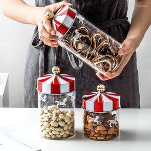 Opslagflessen glazen pot carrousel deksel duidelijke verzegelde huishoudelijke keukencontainer multigrain candy canisters set voedsel