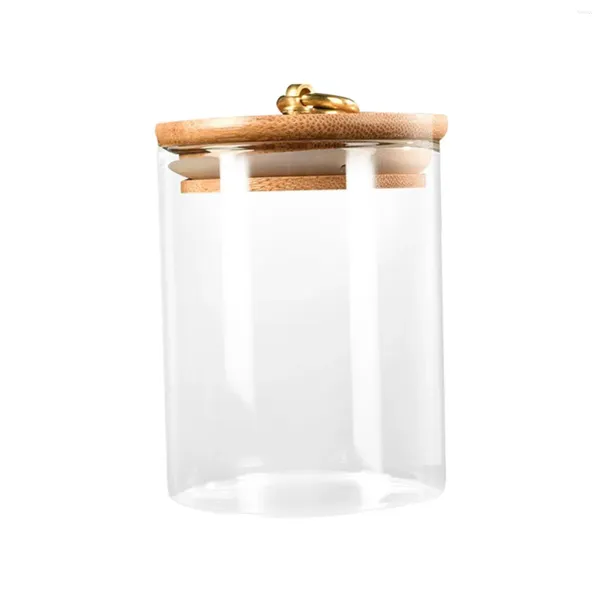 Bouteilles de rangement pot en verre multi-usages en bouteille vide couvercle en bois petit pour articles cuisine ingrédients secs sucre bonbons