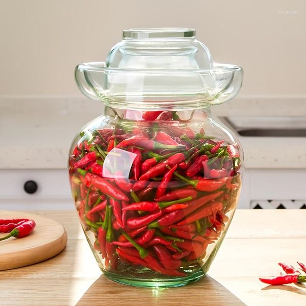 Bouteilles de stockage Pot en verre cornichon Fermentation Kit de fermentation Pot Paocai pour décaper les légumes Kimchi choucroute