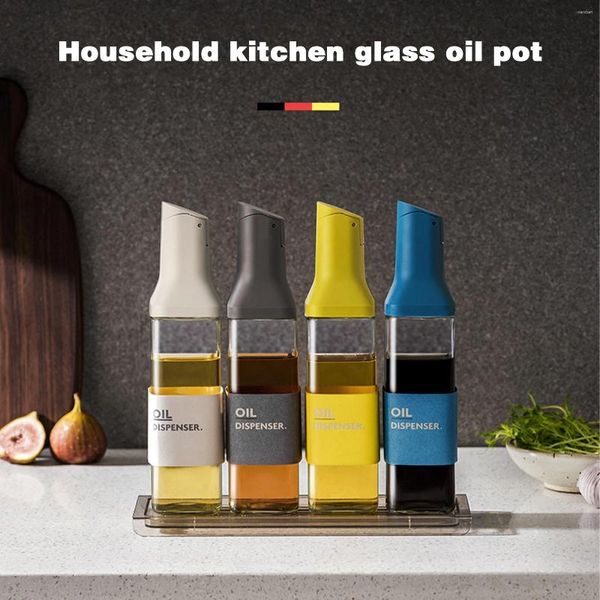 Bouteilles de rangement Pouche d'huile en verre Olive Dispensher Wine Container Assaisonnement Bottle Pot pour les accessoires d'accessoires de cuisine à l'épreuve de la fuite de vinaigre