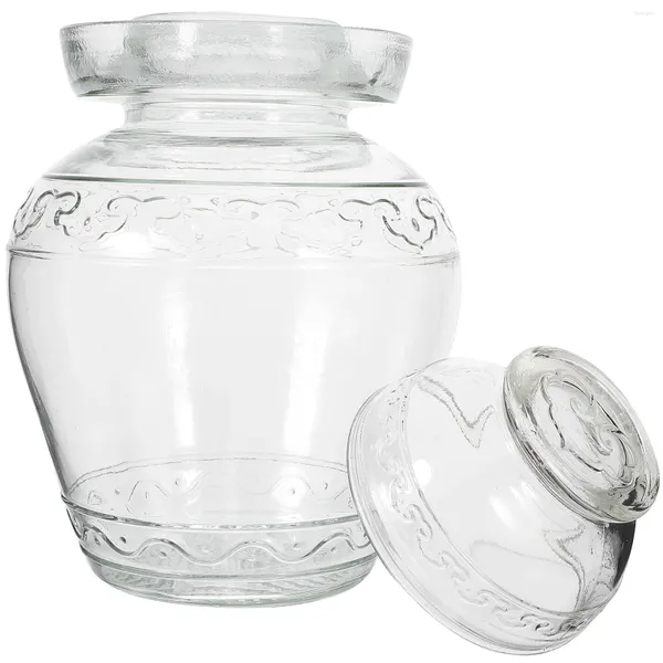 Bouteilles de stockage Pot de cornichon en verre Transparent avec couvercle, récipient de grande capacité, Terrarium scellé
