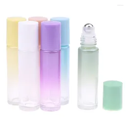 Opslagflessen glasrol op 10 ml gradiënt kleur lege fles rollerbal voor etherische olievaart