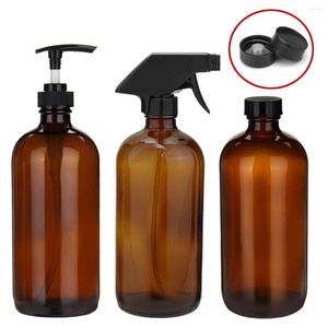 Opslagflessen glazen zeeppompfles spray voor etherische olie shampoo dispenser lotion vloeibare schuimcontainer