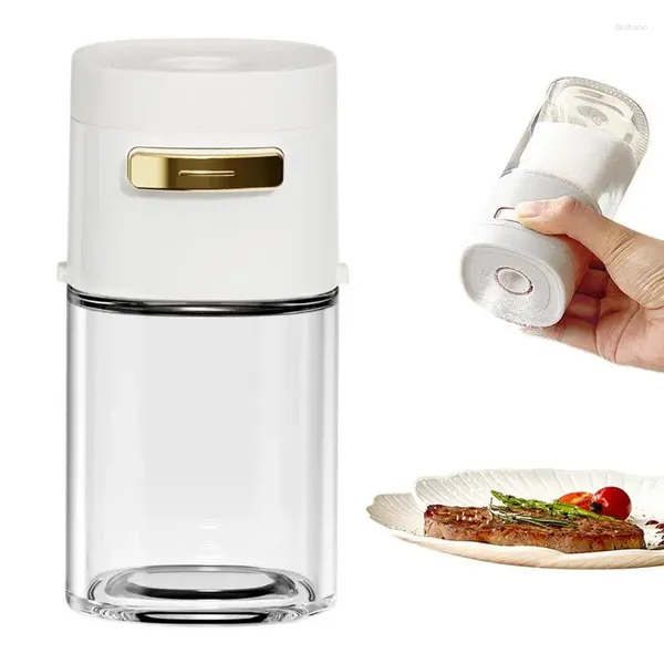Bouteilles de rangement en verre dispensateur shaker appuyer de type sel de sel à haute température résistant à la bouteille scellée transparente