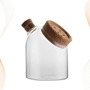 Botellas de almacenamiento Tarro de té de vidrio Botes sellados Contenedores con tapa Tarros de granos integrales Albañil de madera