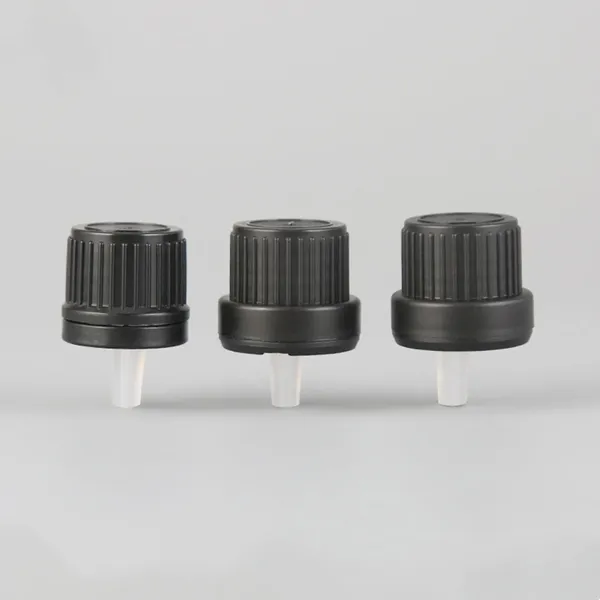 Bouteilles de rangement PNB 50PCS / lot Plastique Couvercle noir Essential Huile Couvrer la bouteille intérieure Cap Cosmetics Tool rechargeable 0.6 1.0
