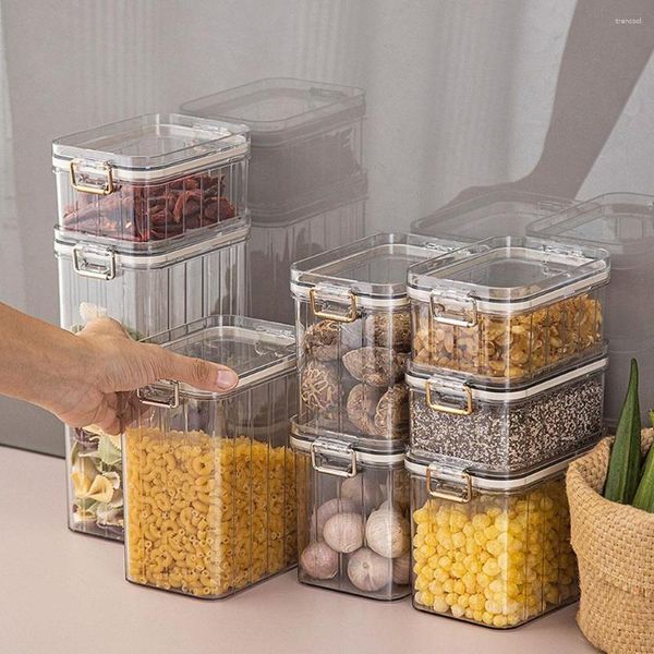 Bouteilles de stockage Grain Food Bocal scellé Organisateur de réservoir Conteneurs transparents PET Multipurpose Kitchen Pantry Box 460-1800ml