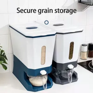 Opslagflessen korrel afgesloten pot keukencontainer meten vochtdichte druk op automatische graan dispenser rijst emmer insectendicht
