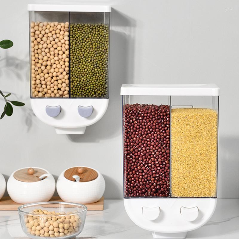 Storage Bottles Grains Box Organizer Wall Mounted Rice Buckets Classified Container Sealed Moisture Proof Tanks Kitchen Food Bottle