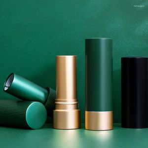 Opslagflessen Groen/Zwart 12.1mm Lege Draagbare Aluminium Groene Lippenstift Buis DIY Ronde Lip Container Shell Verpakking Zelfgemaakt
