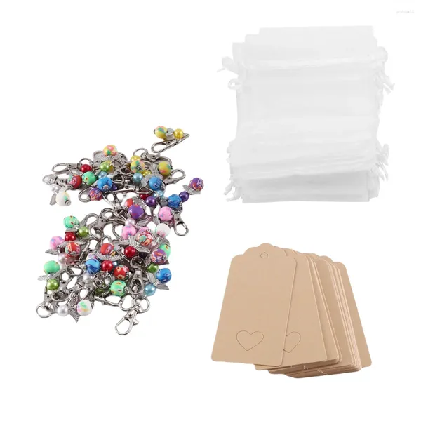 Bouteilles de rangement pendentif ange gardien, Angle avec porte-clés étoile, cadeaux d'invités porte-bonheur, sac en Organza pour filles de mariage