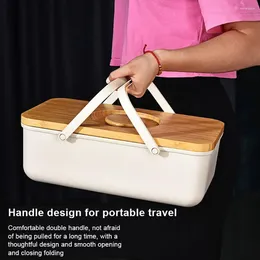 Bouteilles de rangement Boîte à pain en plastique robuste Portable avec planche à découper en bois Gandage de couvercle Grade alimentaire pour toast