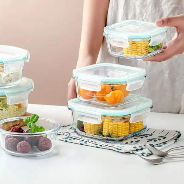 Bouteilles de rangement Borosilicate Lunch Bento Bento Boîte de fuite Féche de verre Conteneurs alimentaires BPA gratuitement avec couvercles pique-nique