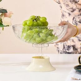 Opbergflessen Hoge doorlatende transparante fruitschaal met deksel Huishoudelijke woonkamer Salontafel Droge snacklade Pantry Organizer