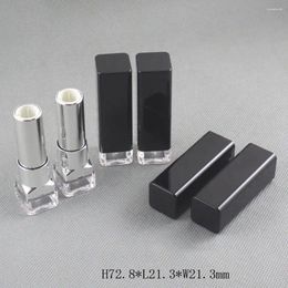 Opslagflessen Hoogwaardige zwarte doe-het-zelf lippenstift 4g lege fles vierkante buis transparante basis binnendiameter 12,1 mm