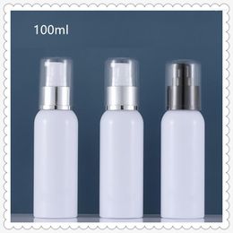 Bouteilles de stockage de haute qualité 100 ml en plastique blanc pompe à lotion bouteille vide shampooing gel conteneur cosmétique emballage noir mat argent