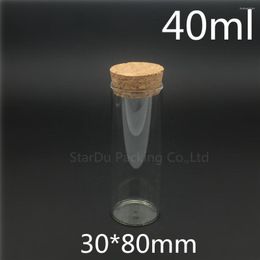 Opslagflessen hoogwaardige 30 80 mm 40 ml wensen glazen fles met kurk 40cc flacons display groothandel 200 %