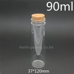 Opslagflessen hoogwaardige 37 120 mm 90 ml wensen glazen fles met kurk 90cc flacons weergeven groothandel 10 stks/lot